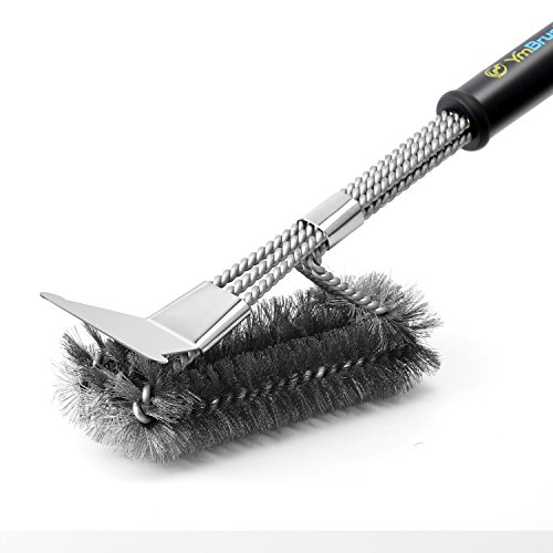 Alcoon Grill Brush And Scraper Outdoor Portable BBQ Grill Cleaner Accessories - Heavy Duty And Safe Wire Bristles 18’’ Stainless Steel Barbecue Cleaning Tool