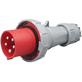 IEC 60309 Waterproof Industrial Connector Plug, 5Pin 63A 380V-415V 3P+E+N 6H IP67 Waterproof Male Connector Power Connecting Industrial Plug for Aviation and Industry