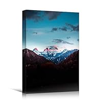 Canvas Wall Art Dramatic Sunset Bedroom Contemporary Dramatic Landscape Mountain Multicolor Photography - 12x18 inches