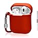 The OAKS Improved Airpods Case Protective Cover Skin with Lockable Carabiner and Airpods Strap Compatible with Airpods Charger Case (6 Colours Available) (Red)