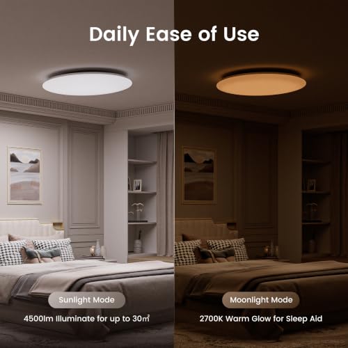 Yeelight Smart Ceiling Light 50 cm, 4500 LM 50 W Dimmable LED Ceiling Light with Separate RGB Light, Quick Assembly, 16 m DIY Colours, 2700 K - 6500 K, Compatible with Alexa & Google, App/Remote