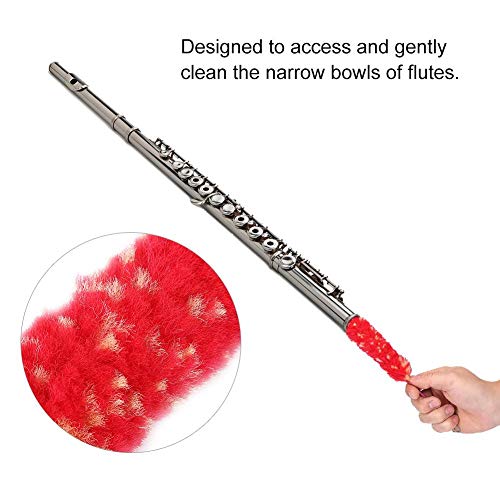 Flute Cleaning Brush Stick Nylon Swab Moisture Cleaner Cleaning Repair Tool Parts for Flute Woodwind Music Instruments - Red Length 38cm/14.96in