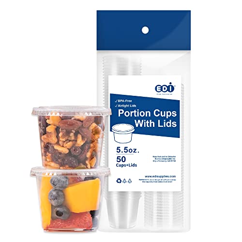[5.5 OZ, 50 Sets] EDI Clear Disposable Plastic Portion Cups with