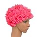 Medifier Lace Vintage Swim Cap Floral Petal Retro Style Bathing Caps for Women Rose (Rose Red)