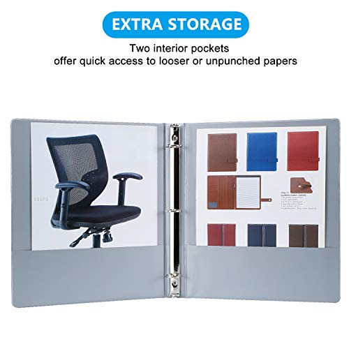 1 Inch 3 Ring Binders,SEEKIND View Binders,Holds Up to 8.5"1.1" Paper,Customizable Clear Cover,for Home,Office, and School Supply,6 Pack