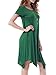 Invug Women Casual Loose Soft Crewneck Short Sleeve Pockets Swing T-shirt Zigzag Hem Dress Dark Green XXL