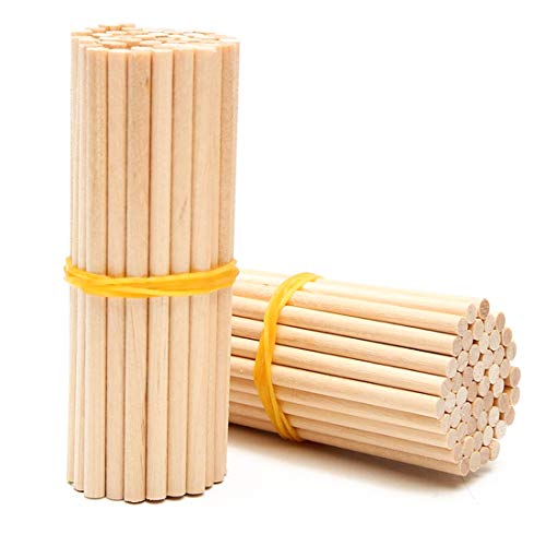Dowel Rods 100 Pieces Natural Bamboo Unfinished Dowel Rods Craft Sticks for DIY Crafts Model Projects Making Building Woodcraft Woodworking Kids Educational Toys - 200mm, Diameter 4mm (6mm) - Thumbnail 7