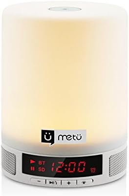 All in 1 Romantic Night Light Wireless Bluetooth Speaker Dimmable Touch Control LED Lamp with Alarm Clock, Hands-Free Speakerphone with Mic, Support TF Card, Home Deco Gift for Friends