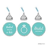 Andaz Press Chocolate Drop Labels Trio, Fits Hershey's Kisses Party Favors, Wedding Bridal Shower, Diamond Blue, 216-Pack, Robin's Egg Blue Bride & Co Inspired Bridal Shower Party Decor Decorations