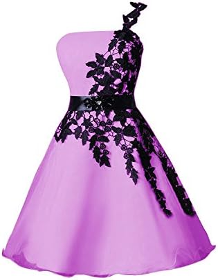 DianSheng Short Organza Homecoming Dress One Shoulder Homecoming Dress Lilac us10