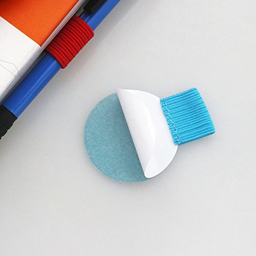 Pen Loop Holder, Self-adhesive Leather Pen Pencil Holder with Elastic Loop, Adhesive Pen Loop for Notebook, Planners, Calendars, Clipboards etc. (round shape 6 Colors 12 Packs)