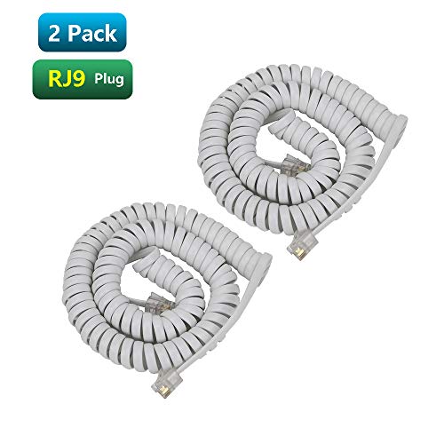 Urmust 2 Pack Black Coiled Telephone Handset Cord 10 Ft Uncoiled / 3 ft Coiled Landline Telephone Accessory (White) - Thumbnail 7