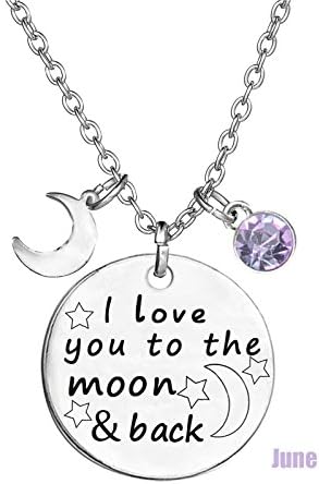 TISDABirthstone Crystals Necklace,I Love You To The Moon And Back Jewelry Necklace