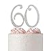 60 Cake Topper - Premium Silver Metal - 60th Birthday or Anniversary Party Sparkly Rhinestone Decoration Makes a Great Centerpiece - Now Protected in a Box