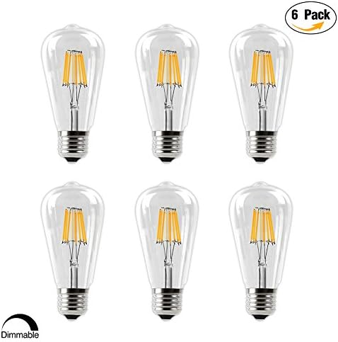 IMINOVO Edison LED Bulb, Dimmable 8W ST64 LED Bulb Cage Filament Light For Decorate Home, E26, 3200K, Warm White, Pack of 6