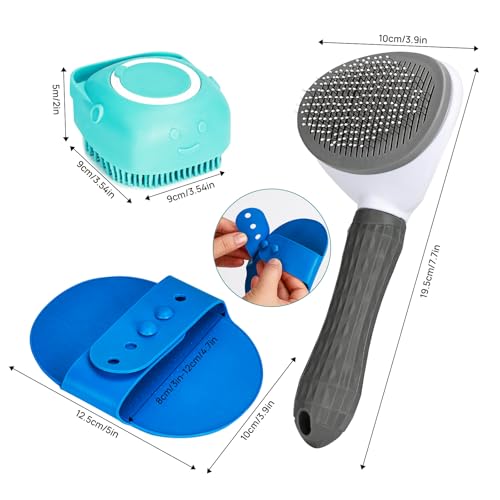 3PCS Cepillos de Baño Para Perros y Gatos,Cepillo de Champú Para Mascotas, Cepillo de Baño Para Gatos, Cepillo de Baño Para Perros, Adecuado Para Perros y Gatos de Pelo Largo y Corto