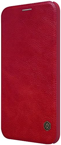 LG V30 Flip Cover Case Nillkin PU Leather Slim Flip Folio Phone Case with Credit Card Holder Slot PC Interior Case Full Body Protection (Red)