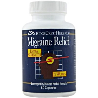 RidgeCrest Migraine Relief, Homeo/Herbal Headache Relief, 60 Vegetarian  Capsules