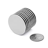 10 Pack N45 Neodymium Magnets 1.5 inches by .0625 inches Rare Earth Disc Magnets