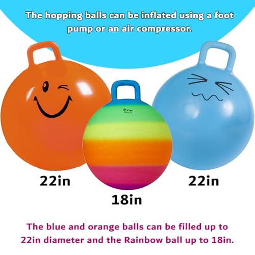 Xino Sports Hopping Ball for Kids - Rainbow Bouncy Ball with Handle, Fun Indoor and Outdoor Toy for Exercise & Play, Hopper for Jumping, Safe and Durable (18 Inch Diameter)