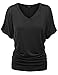 Made By Johnny MBJ WT1037 V Neck Short Sleeve Dolman Top with Side Shirring XXXL Black