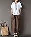 Aeneontrue Women's Patchwork Wide Leg Pants Trousers with Big Pockets (Large, Style1_Brown)