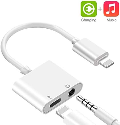 Headphone Jack Adapter Dongle for iPhone Xs/Xs Max/XR/ 8/8 Plus/X (10) / 7/7 Plus Adapter to 3.5mm Splitter Converter Compatible Charger and Listen to Music Aux Adapter Audio + Charge Adapto IOS12