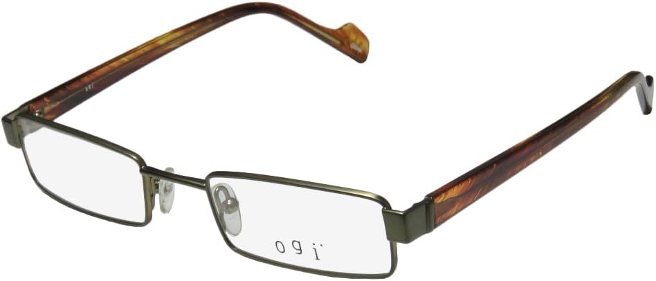 2201 Mens/Womens Rectangular Full-Rim Shape Hip Elegant Optical Eyeglasses/Eye Glasses (47-19-135, Olive/Multicolor)