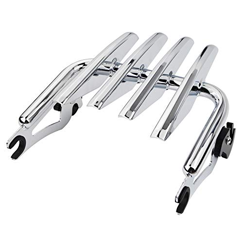 Chrome Detachable Passenger Sissy Bar Backrest Pad and Stealth Luggage Rack for Harley Davidson Touring Road King Electra Road Glide FLH FLHX FLT FLHR FLTR 2009-2019