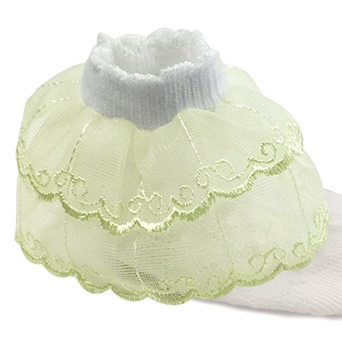 Wrapables Lil Miss Emily Double Layer Lace Ruffle Socks Set of 2, Size 4-6, Green