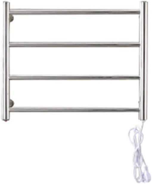 XSWZAQ Electric Towel Warmer Curve Towel Bars Polish Chrome Hard-Wired and Wall-Mounted, 4 Heated Bars, hot Towel Rack