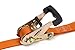 Powertye 1in x 15ft Rubber Handle Yellow-Zinc Ratchet Straps with 4in S-Hooks - 500 lb. Working Load Limit / 1,500 lb. Breaking Strength - Made in USA - Orange (4-Pack)