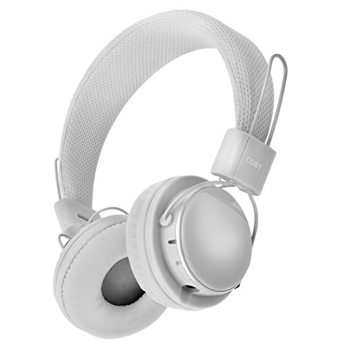 Coby CHBT-603-WHT Hi Def Wireless Bluetooth MP3 Headphones, White