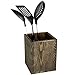 MyGift Rustic Coffee Brown Solid Wood Kitchen Countertop Utensil Holder, Cooking Utensil Crock and Flatware Storage Caddy