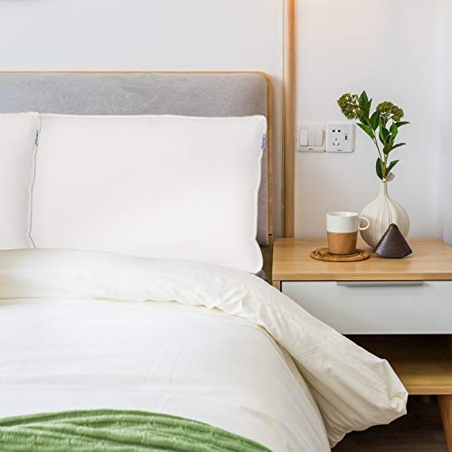 Lunvon Queen Adjustable Shredded Gel Memory Foam Home Bed Pillow for Sleeping Luxury Ventilated Washable Cooling Hypoallergenic Cotton Cover Protector CertiPUR-US Certification for Your Health, White