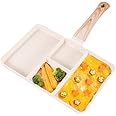 Unoschrim Breakfast Grill Pan | 4-Cup, Divided Nonstick Versatile Frying Pan, 10.6 Inch Sectional Rectangle Grill Skillet, Egg Frying Pan for Cooking Steak, Pancake or Egg, All Stoves Compatible