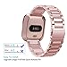 Maxjoy Compatible with Fitbit Versa Bands, Versa 2 Metal Band Large Stainless Steel Bracelet Wristband with Protective Cover Case for Men Women, Compatible with Fitbit Versa 2 1 Smart Watch, Rose Gold