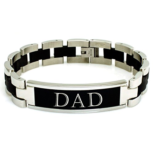 Stainless steel dad engraved id bracelet