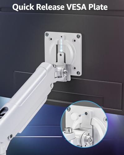 EV6012W - suporte de 2 monitores para ecrãs de 13 a 32 polegadas, suporte de 2 monitores de 2 a 9 kg com VESA 75/100 mm, braço a gás com inclinação, rotação, cor branca