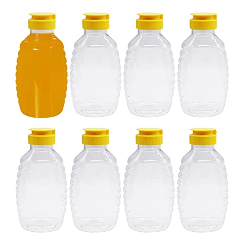 8 Pack 16oz Clear Plastic Honey Jars,Empty Honey Bottle Container