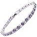 RIZILIA Round Simulated Purple Amethyst and White Cubic Zirconia 18K White Gold Plated Tennis Bracelet, 7