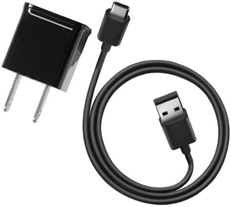 Genuine 1.2A S Plus Compact Wall Charger with Detachable High Power USB Type-C Data Sync Cable! (Black / 110-240v)