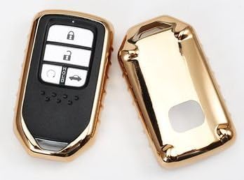 Biznon Electroplated TPU Smart key Fob Cover Skin Case for HONDA Anti Shock Scratch-Resistant (Gold)