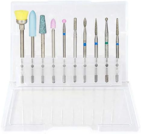 K Kwokker 10 Pieces Yellow Nail Drill Bit Set Tungsten Steel Cuticle Drill Bit for Nails Nail grinding Head Cuticle Cleaner Dust Drill Bit Set for Grinding Machine Special Grinding Head Brush Polishin