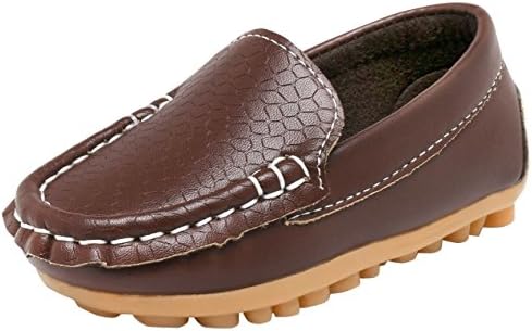 Babelae Casual Toddler Kid Boys and Girls Soft Synthetic Loafers Shoes (9 M US Toddler, Brown)
