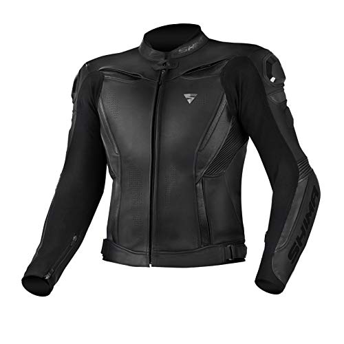 SHIMA CHASE Motorcycle Jacket for Men | Leather Biker Summer Riding Jacket Sport Ventilated with Shoulder Sliders, CE Back, Shoulder, Elbow Armor Pads, Reinforced Double Seams (Black, 48)