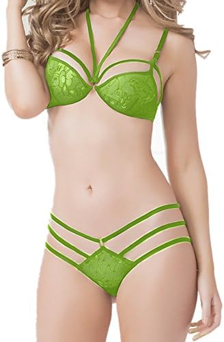 Eroslife Women's Sexy Strap lingerie Sets Open Up Lace Bra Babydolls Bodysuit