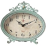 Creative Co-op Green Antiqued Pewter Mantel Clock