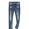 Herenjeans Slim-fit, gescheurde, gepersonaliseerde geborduurde schedel, Europese en Amerikaanse mode All-match cropped…