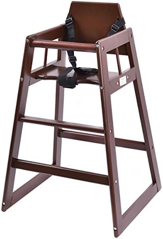 New Classic Infant Wooden High Chair, Perfect Solution Kids Feeding Stool For Your Babies and Toddlers or as a Solid Dining Chair Table, Children Comfort Safe and Secure Seating up to 88 Lb Brown